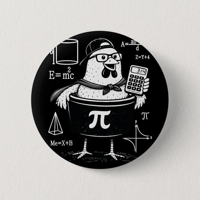 Badge Rond 5 Cm Calculatrice drôle de poulet tenant un pot Prof de (Devant)