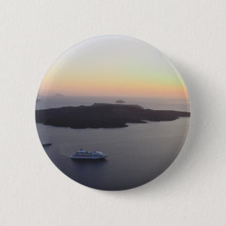 Badge Rond 5 Cm Caldeira (centre de volcan) dans Santorini, Grèce