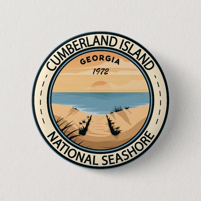 Badge Rond 5 Cm Cale nationale de l'île Cumberland Bade de Géorgie (Devant)
