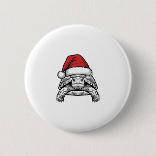 Badge Rond 5 Cm Calèche de Noël Tortue Chapeau de Père Noël Dessin