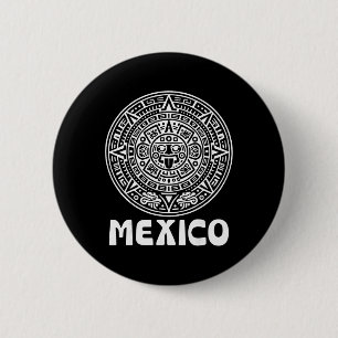 Badge Rond 5 Cm Calendrier Aztèque Football Mexique Fan de Foot Fi