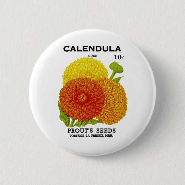 Badge Rond 5 Cm Calendula Vintage Seed Packet (Devant)