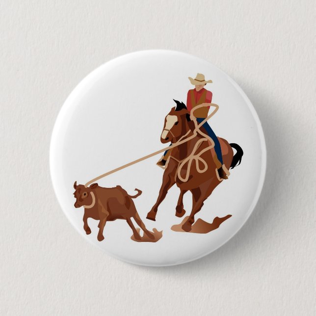 Badge Rond 5 Cm Calf Roping (Devant)