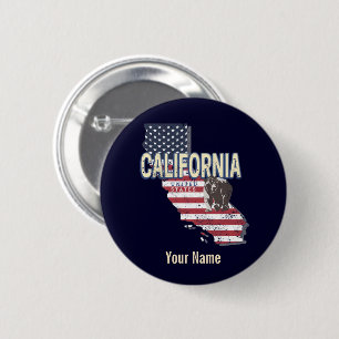 Badge Rond 5 Cm California États-Unis Retro State Map Vintage