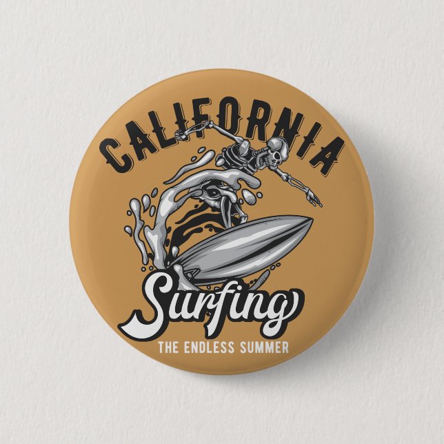 Badge Rond 5 Cm Californie Surf l'été sans fin (Devant)