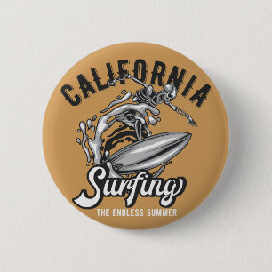 Badge Rond 5 Cm Californie Surf l'été sans fin