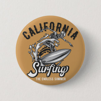 Badge Rond 5 Cm Californie Surf l'été sans fin
