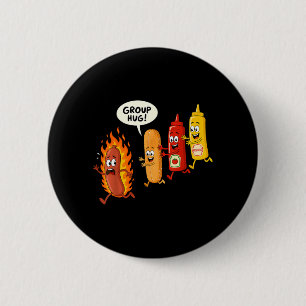 Badge Rond 5 Cm Câlin de groupe de hot-dog drôle de saucisse de pa
