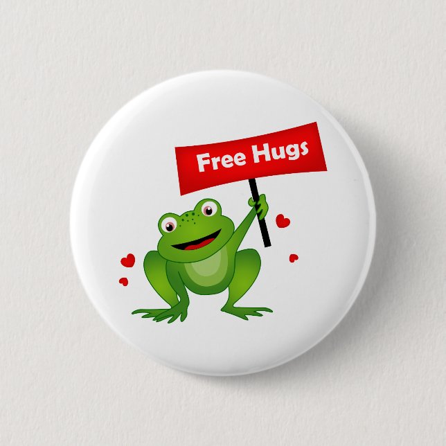 Badge Rond 5 Cm câlins gratuits grenouille mignonne (Devant)