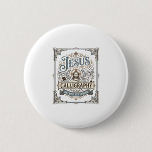 Badge Rond 5 Cm Calligraphie de Jésus Lettrage sacré Calligraphie