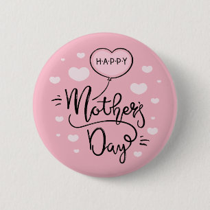 Badge Rond 5 Cm Calligraphie de la fête des mères Bouton de la