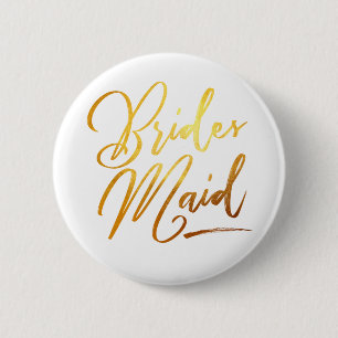 Badge Rond 5 Cm Calligraphie Gold Brides Maid élégant