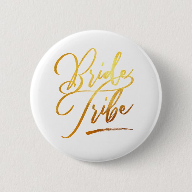 Badge Rond 5 Cm Calligraphie Gold Brides tribu élégante (Devant)