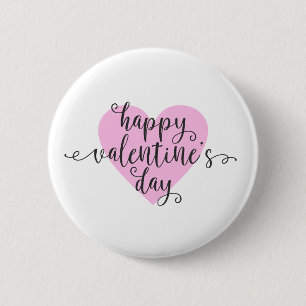 Badge Rond 5 Cm Calligraphie Heureuse Sainte-Valentin   Bouton d'é