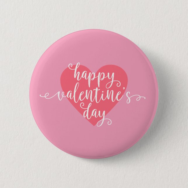 Badge Rond 5 Cm Calligraphie Heureuse Sainte-Valentin | Bouton d'é (Devant)