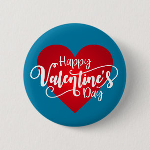 Badge Rond 5 Cm Calligraphie Heureuse Sainte-Valentin  Bouton de l