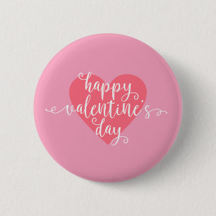 Badge Rond 5 Cm Calligraphie Heureuse Sainte-Valentin  Bouton de l