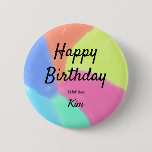 Badge Rond 5 Cm calligraphie simple minimale joyeux anniversaire p
