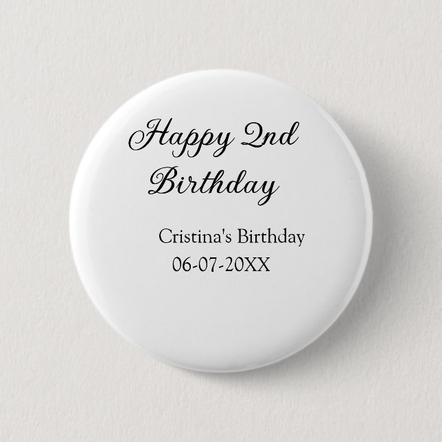 Badge Rond 5 Cm calligraphie simple minimum heureux 2e anniversair (Devant)