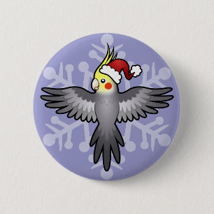 Badge Rond 5 Cm Calopsitte de Noël