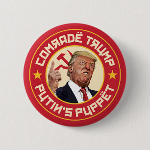Badge Rond 5 Cm Camarade Trump : La marionnette de Poutine - Illus
