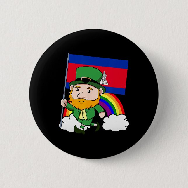 Badge Rond 5 Cm Cambodge Fier Drapeau cambodgien Saint-Patricks Da (Devant)