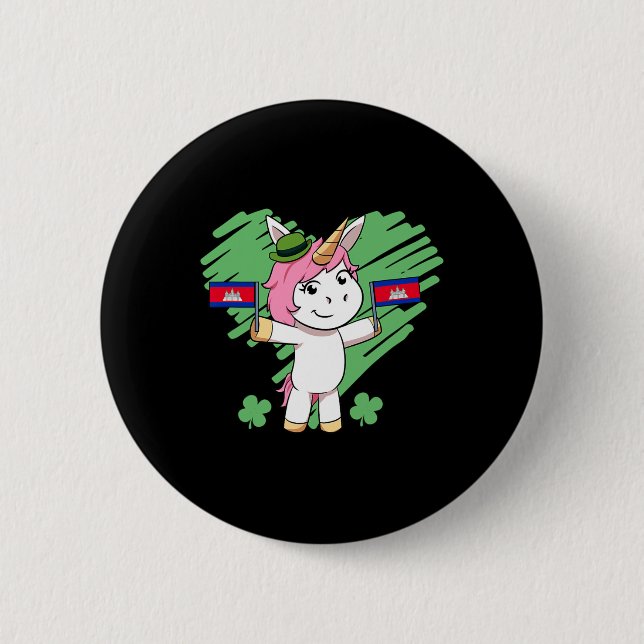 Badge Rond 5 Cm Cambodge Fier Drapeau cambodgien Saint-Patricks Da (Devant)