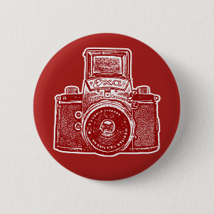 Badge Rond 5 Cm Caméra vintage Est Allemande II - Maroon