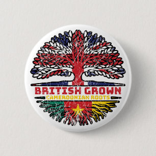 Badge Rond 5 Cm Cameroon Camerounan Uk United Kingdom British