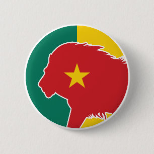 Badge Rond 5 Cm Cameroun Lion Cameroun drapeau animal national cam