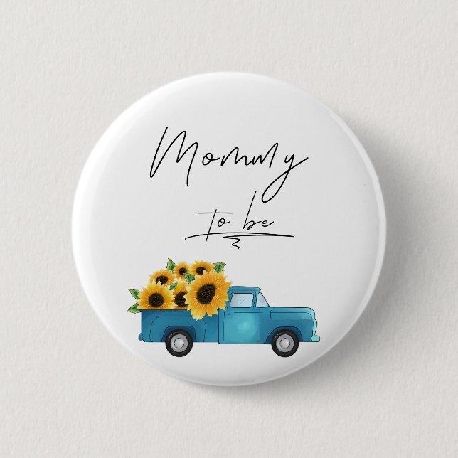 Badge Rond 5 Cm Camion à l'aquarelle avec Maman future maman (Devant)