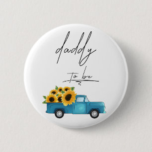 Badge Rond 5 Cm Camion à l'aquarelle avec Papa futur papa Tourneso