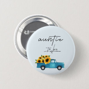 Badge Rond 5 Cm Camion à l'aquarelle avec Tante de Tournesols à Ve