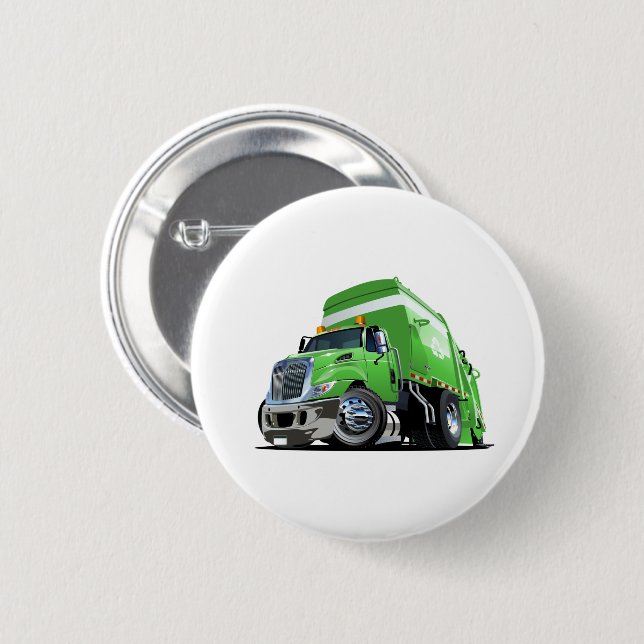 Badge Rond 5 Cm Camion à ordures de dessin (Devant & derrière)