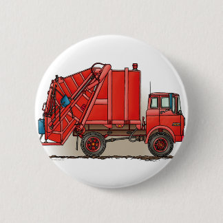 Badge Rond 5 Cm Camion à ordures rouge