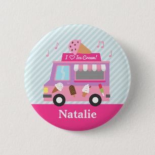 Badge Rond 5 Cm Camion coloré mignon de crème glacée pour des