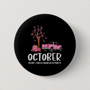 Badge Rond 5 Cm Camion d'arbre à ruban Octobre Sensibilisation au