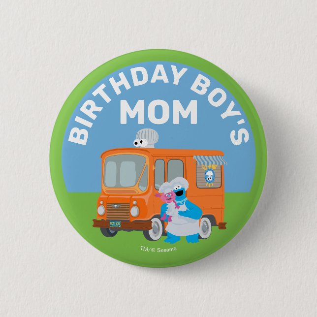 Badge Rond 5 Cm Camion de nourriture de Cookie Monster Maman du ga (Devant)