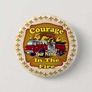 Badge Rond 5 Cm Camion de pompier Courage
