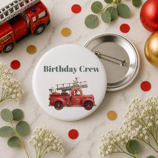Badge Rond 5 Cm Camion de pompiers Anniversaire Fête du camion de 
