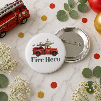 Badge Rond 5 Cm Camion de pompiers Anniversaire Fête du camion de 