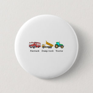 Badge Rond 5 Cm Camion de pompiers Camion à benne Tracteur Anti Tr