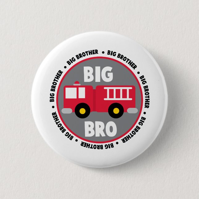 Badge Rond 5 Cm Camion de pompiers de frère (Devant)