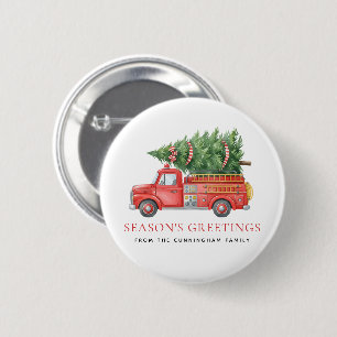 Badge Rond 5 Cm Camion de pompiers de Noël moderne personnalisé