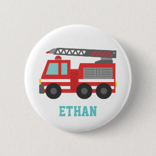 Badge Rond 5 Cm Camion de pompiers rouge mignon pour les petits po