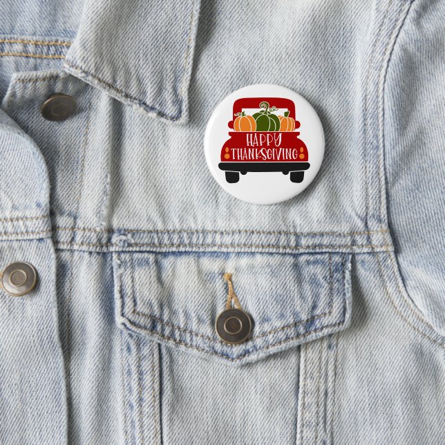 Badge Rond 5 Cm Camion de Thanksgiving (En situation)