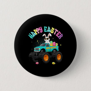 Badge Rond 5 Cm Camion Monster Bunny Mignonne Joyeux Pâques Pour E