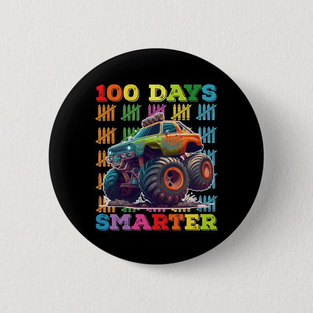 Badge Rond 5 Cm Camion Monstre 100 Jours Plus Intelligent École 10 (Devant)