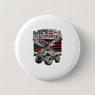 Badge Rond 5 Cm Camion Monstre Aigle Américain Vintage Patriotique