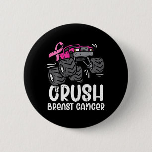 Badge Rond 5 Cm Camion Monstre Rose Enfant Sensibilisation Cancer